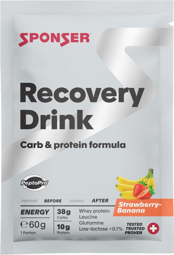 Sponser Recovery Drink, STRAWBERRY-BANANA Display (20 x 60 g)